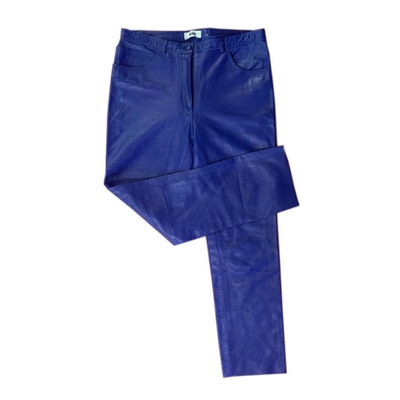 Acne Studios Blue Leather Pants Size 2 28